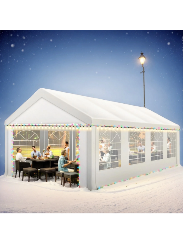 SANOPY 13x26ft Heavy Duty Party Tent, Outdoor Commercial Canopy with Removable Sidewalls, Canopy Gazebo Shelter for Wedding, Carport Party, White